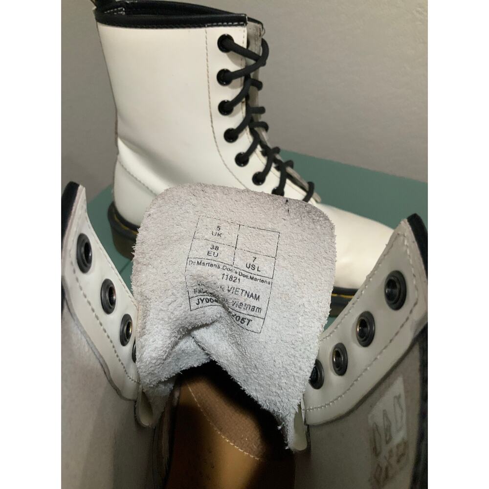 Dr. Martens combat  Women's White and Black Boots - Picture 5 of 7